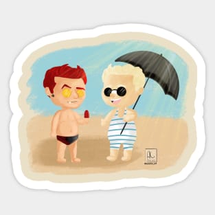 Beach day! Featuring umbrellas and sunglasses Sticker